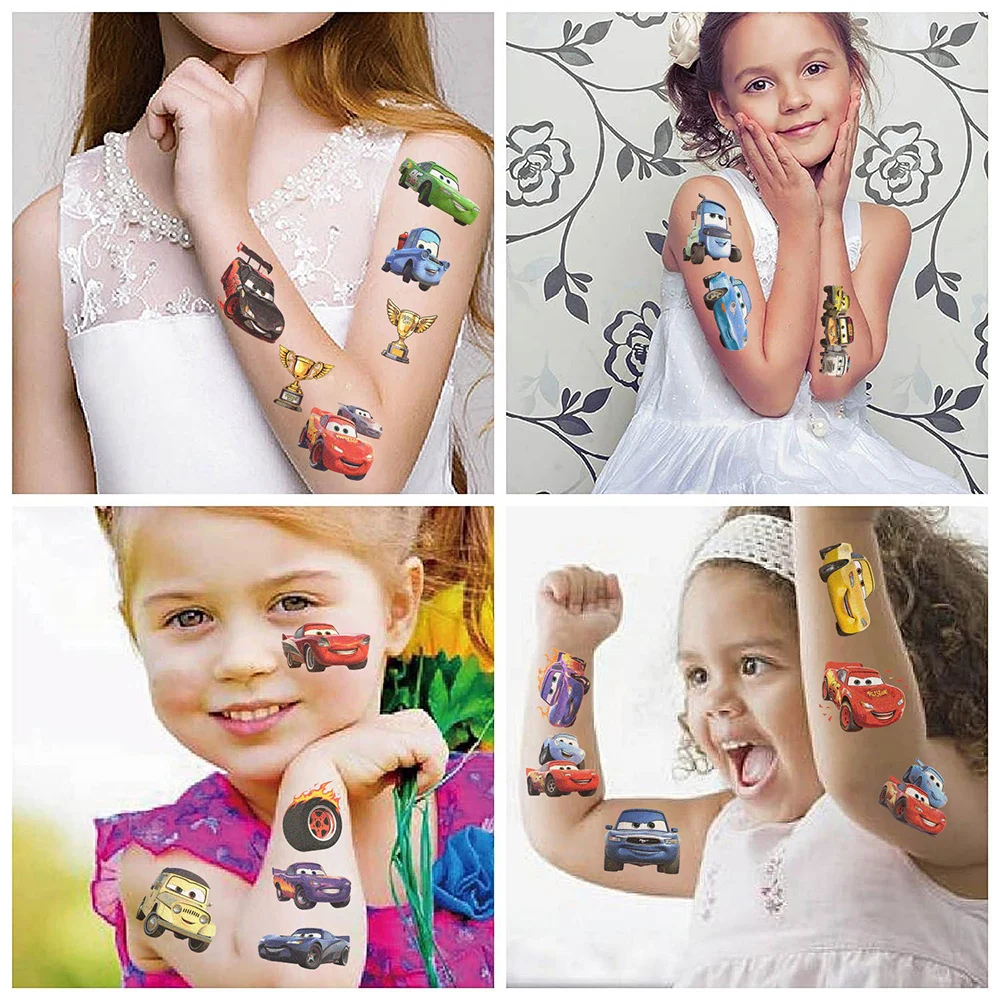 10pcs Cool Disney Anime Cars Tattoo Stickers Cartoon Lightning McQueen Waterproof Temporary Tattoos Decals Kids Party Decoration
