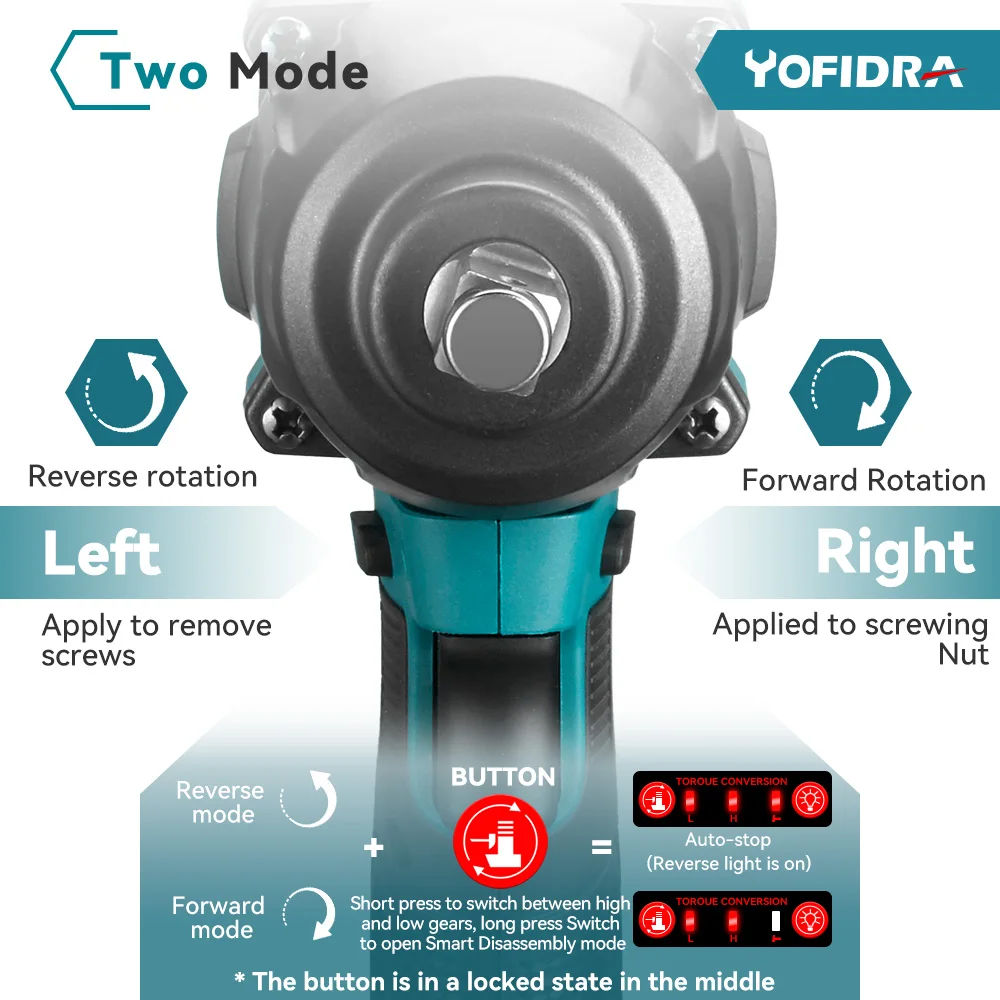 Yofidra 1/2 Zoll 1200n. m bürstenloser elektrischer Schlags ch rauber Akku-Autos ch rauben dreher mit Bohr buchse für Makita 18V Batterie