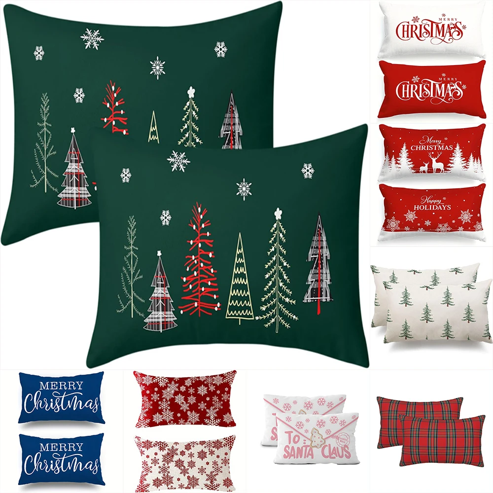 2pcs Christmas pillowcases: Nutcracker, Snowman, bedroom and living room Christmas decoration cushion cover.