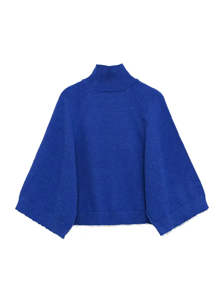 NLZGMSJ Casual Knitted Women Loose Sweater Autumn Long Sleeve Half High Collar Oversize Pullovers Female Warm Sweater Y2K