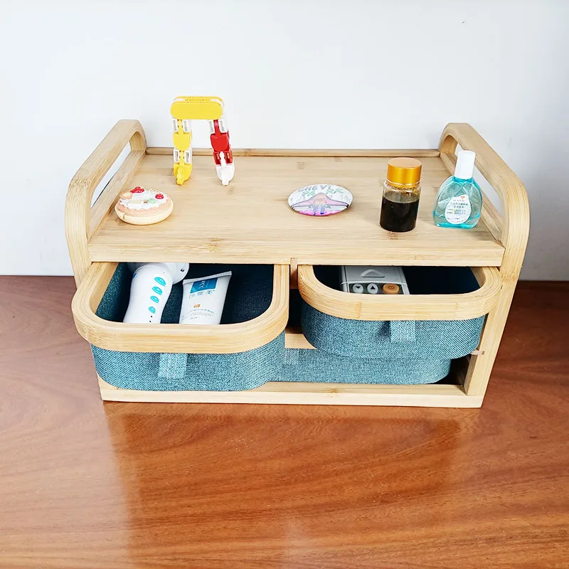 

Light Luxury Office Desk Surface Panel Storage Box Drawer Multi-Layer Cosmetics Essential Oil Jewelry Box Bamboo