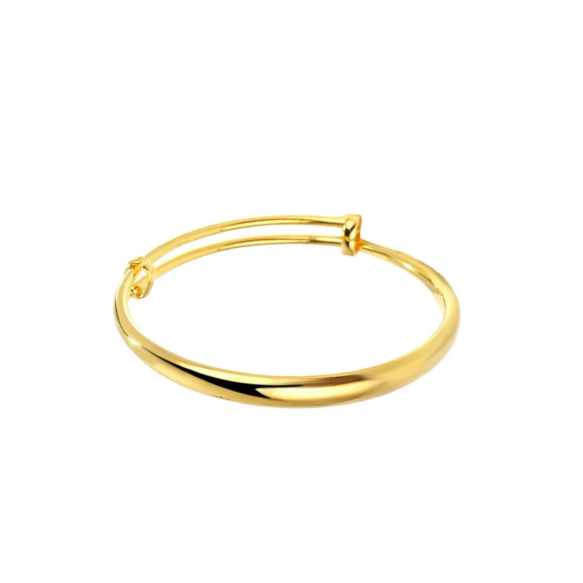 AU999 Gold Shop Smooth Bracelet 24K Pure Gold Womens Bracelet Push-Pull Wedding Smooth Bracelet Gift for Girlfriend Gold Jewelry