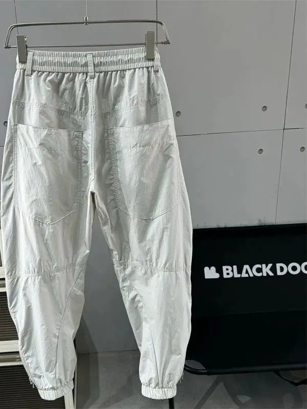 

Новые мужские летние тонкие повседневные брюки свободного кроя с боковой молнией, быстросохнущие, с эластичным поясом, молодежные, активные, из полиэстера