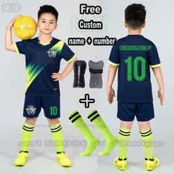 Boys Football Jersey Sets+Socks+Shin Pads Child Soccer Sports Uniforms Kids Play Ball Sportswear Kits children's football suit