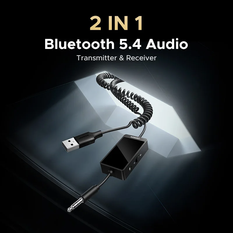 UGREEN Bluetooth 5,4 OLED-дисплей Беспроводной 3,5 мм аудио USBA dapter Пружина для домашнего стерео автомобиля