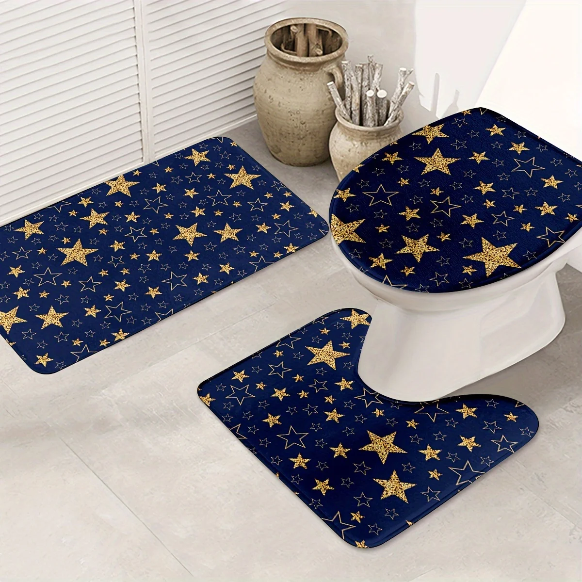 

American Flag Independence Day Bathroom Mat 3pcs Set, 3pcs Bathroom Bath Mat Set, Kitchen Bathroom Bedroom Non-Slip Washable Flo