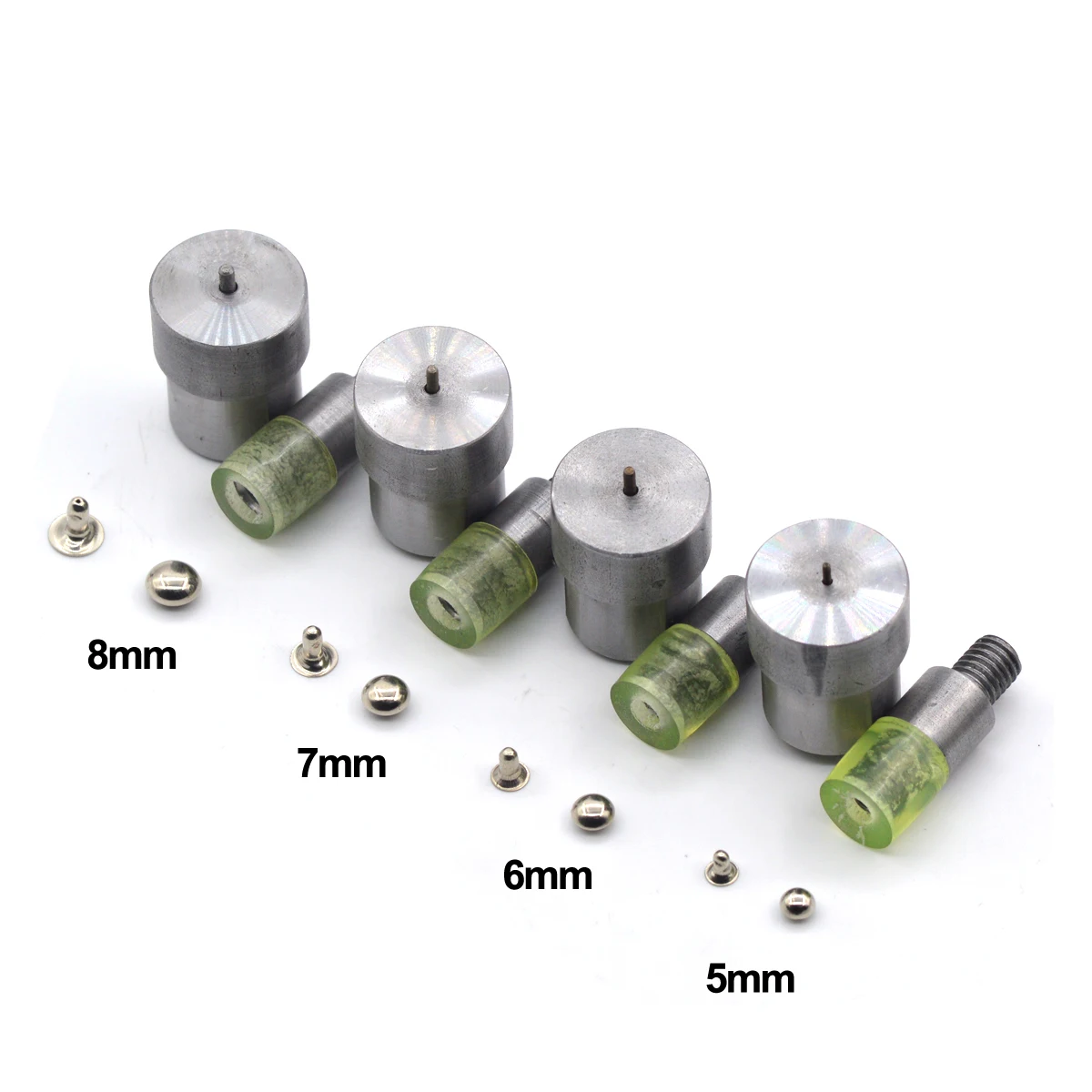KALASO 1Set Round Cap Rivet Collision Nail Spike Dies Mould 5mm 6mm 7mm 8mm For Hand Press Tool Machine Leathercraft Supplies