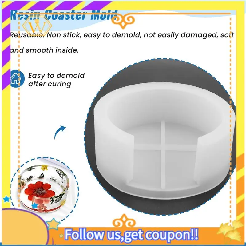 Latest-Silicone Coaster Molds For Resin Casting,Epoxy Resin Coaster Molds Kit Including 8 Pcs Coasters And 2 Pcs Holders Molds