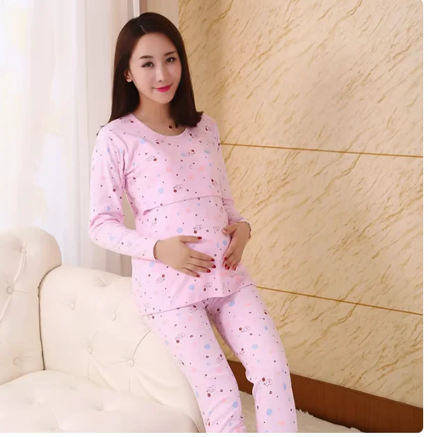 Neue Frühling Herbst Baumwolle Schwangerschaft Kleidung Sets Pyjamas für Schwangere Frauen Baumwolle Weiche Stillen Pyjamas Pflege Kleidung Anzug