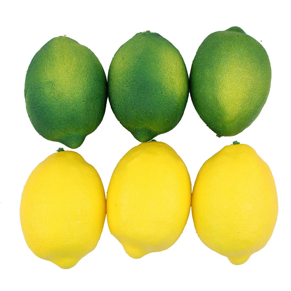 6Pcs Artificial Lemons Plastic Fake Fruit For Home Decoration Photography Props 5.5cm X 7.8cm Simulated Lemon Fake Fruit