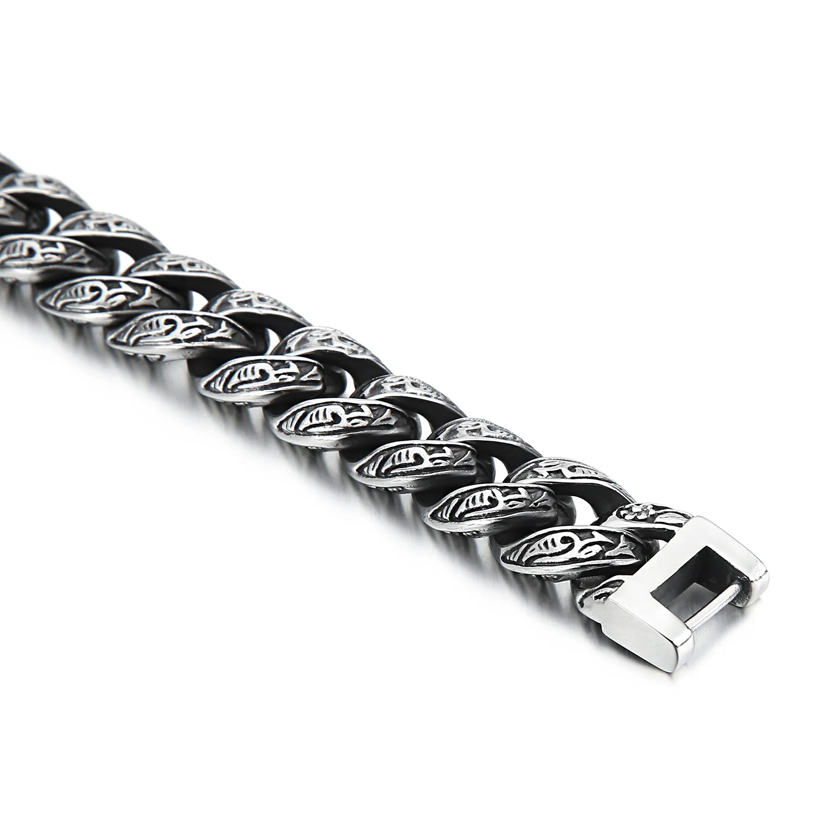 12mm Vintage Cuban Chain Bracelet - Stainless Steel 316L - KB112528-BD