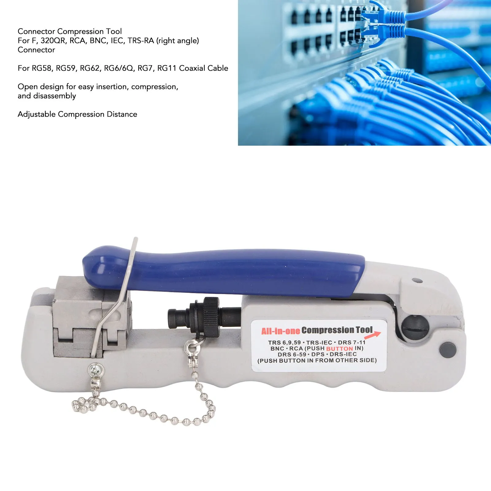 Multifunctional Coax Crimper Compression Tool for F BNC  Connector RG58 RG59 RG62 Coaxial Cable Multifunctional Coax Crimper