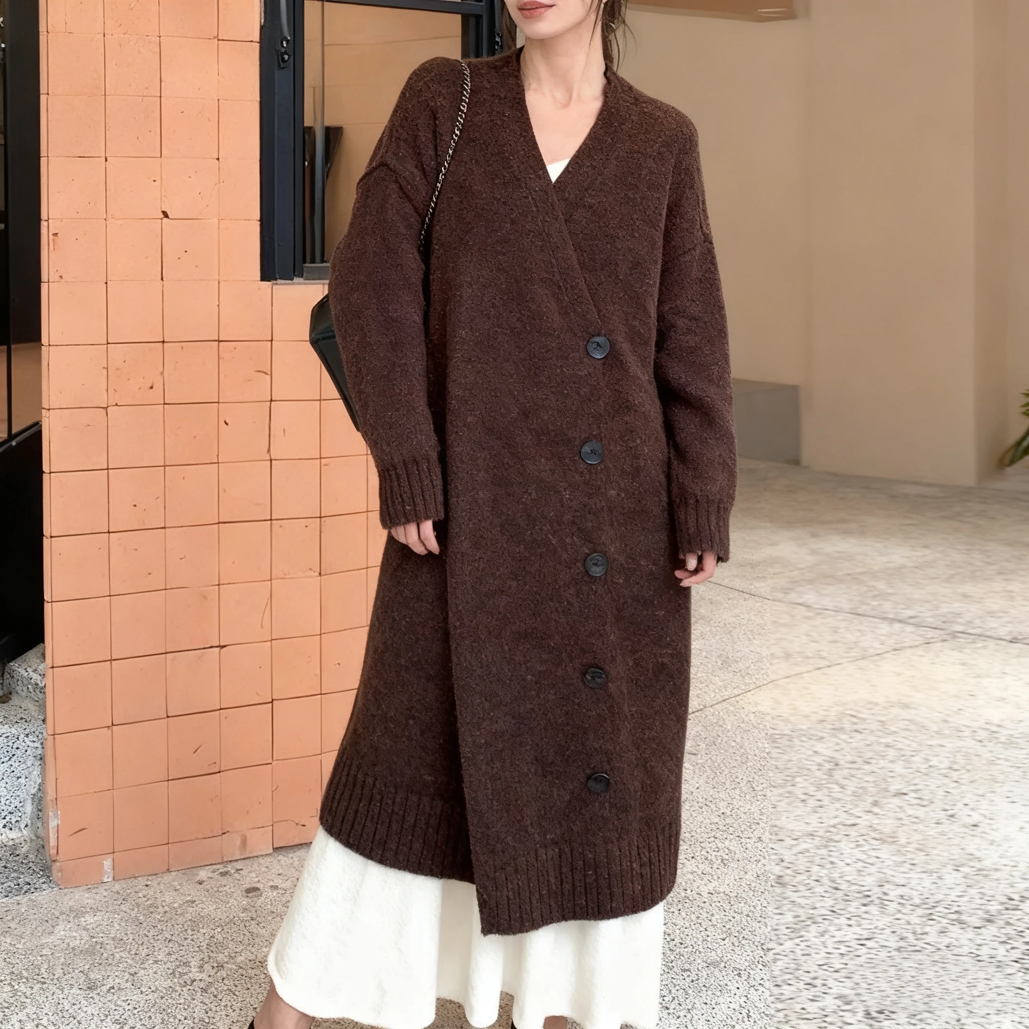 

Длинное пальто, женские кардиганы, свитера, пальто, повседневные свободные куртки, джемперы с длинными рукавами, уличная одежда Y2k, элегантная вязка, осень-зима 2025