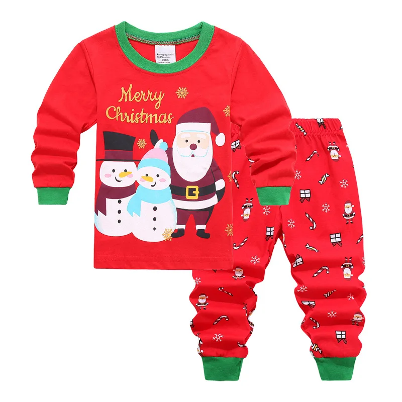 

Kids Boys Pajamas Cartoon Christmas 2pcs Outfit Set Autumn Winter Long Sleeve Tops With Pants Children Girls Sleepwear Xmas Look