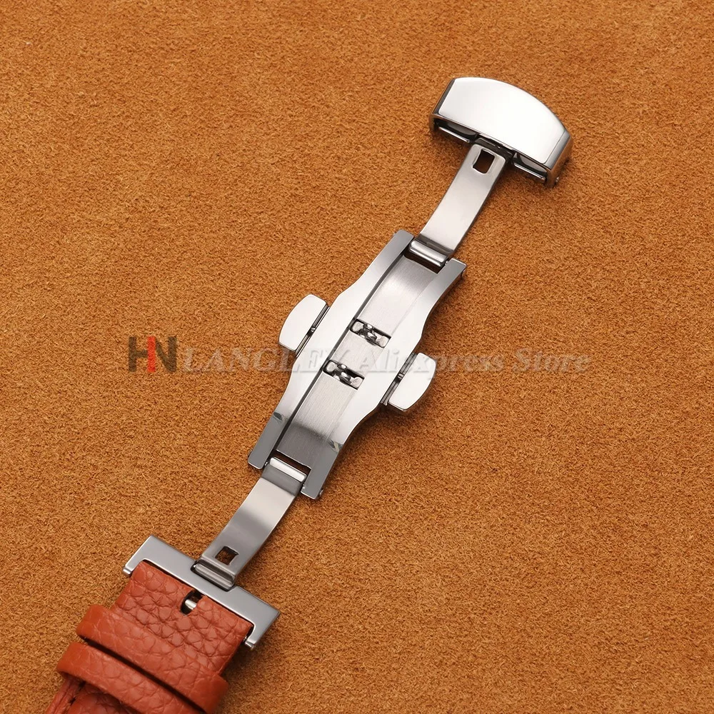 12/14/16/18/19/20/22/24mm Kalbsleder-Uhrenarmband mit Litchi-Prägung, Echtleder-Armband mit Schmetterlingsverschluss, Uhrenzubehör – Detail 4