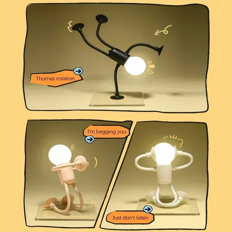 Funny Sportsman Night Light Changeable Shape Humanoid Lamp Button Battery Desk Lamp For Bedroom Bathroom Hallway Decorations