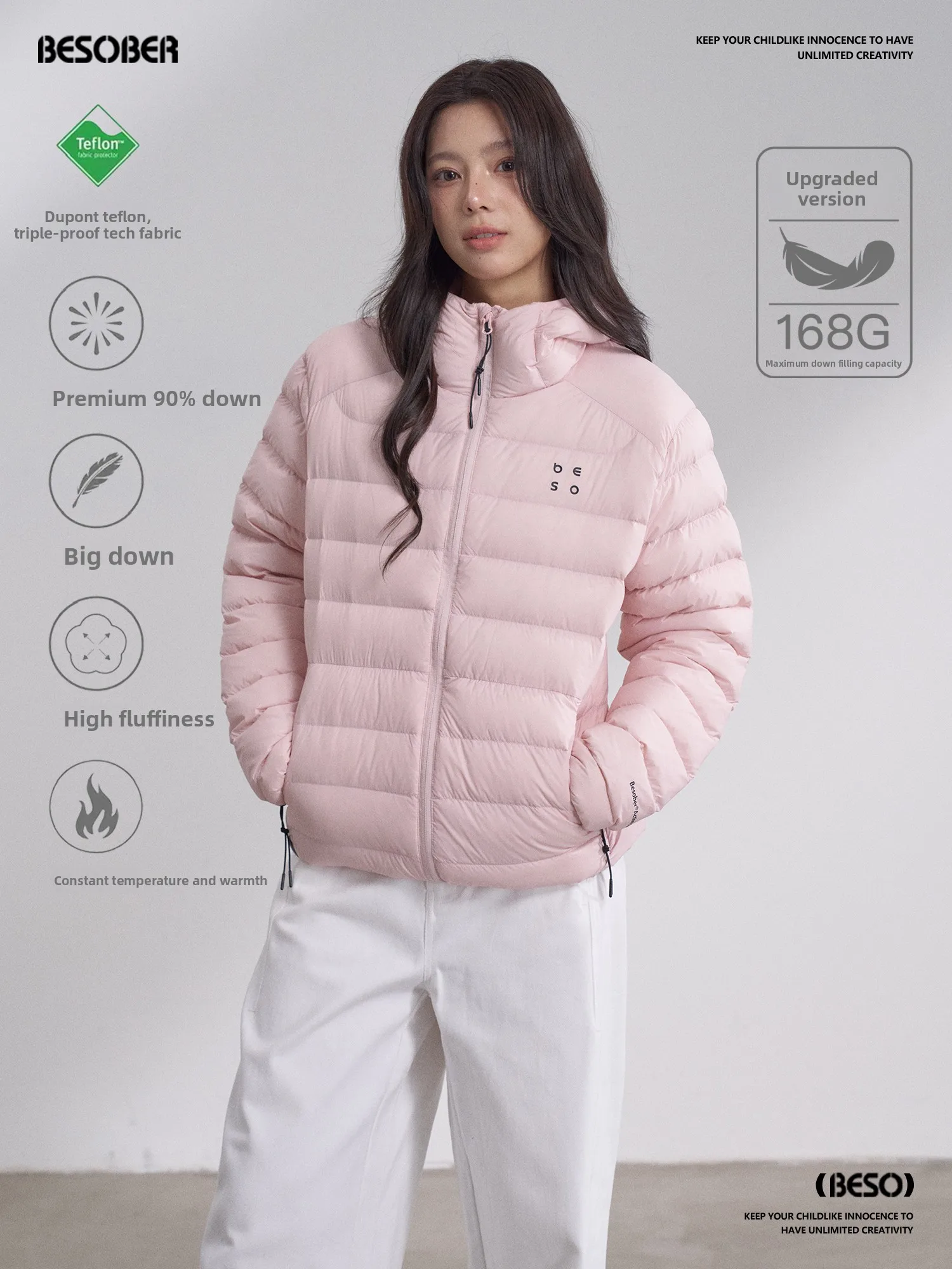 

BESOBER розовое новое национальное стенд 90, белое ду пуховое пальто с капюшоном в рубчик и подкладкой, внутреннее пальто, зимнее мужское и женское повседневное пальто