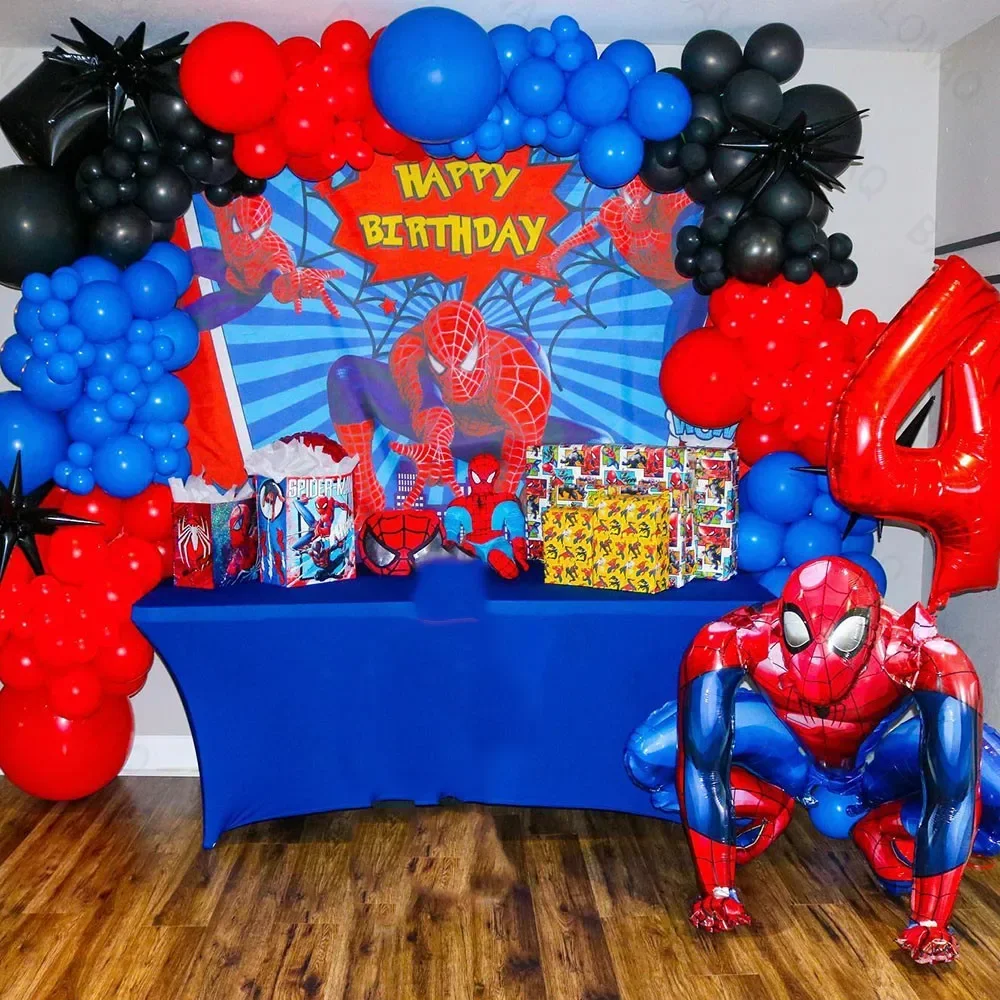 

96pcs Spiderman Garland Arch Kit Red Number The Avengers Foil Balloons for Boys Birthday Party Needs