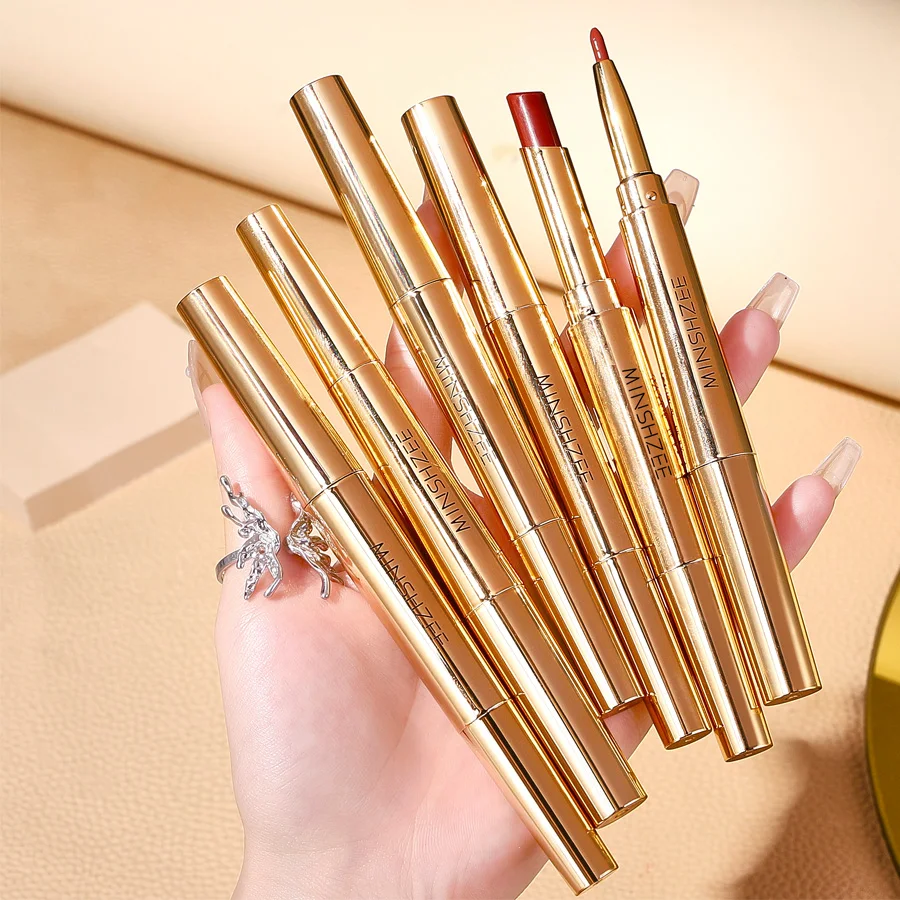 6 colors optional matte double-ended lipstick lip liner suitable for all skin types non-stick long-lasting lipstick