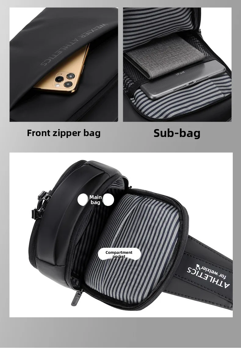 New Men's Chest Bag, Casual Sports Crossbody Bag, Multi-functional Single-shoulder Bag, Large-capacity Crossbody Chest Bag Bag