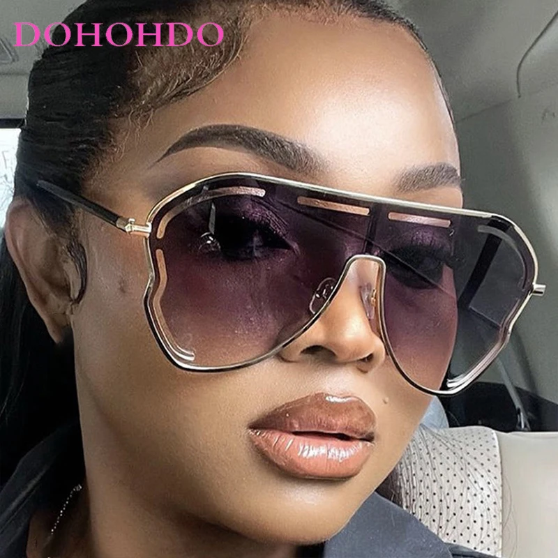 Nuevas gafas de sol Punk de moda de gran tamaño con montura de una pieza para mujer, gafas de sol de marca a la moda para hombre, gafas de sol de verano para conducir y viajar UV400