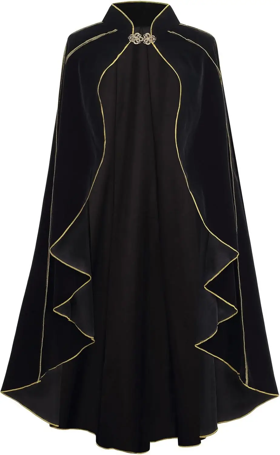 Gold Trimmed Medieval Plush Cloak Vintage Irregular Cape Cloak Cosplay Costume Green Robe New Arrival Carnival Dress Up Party view 2