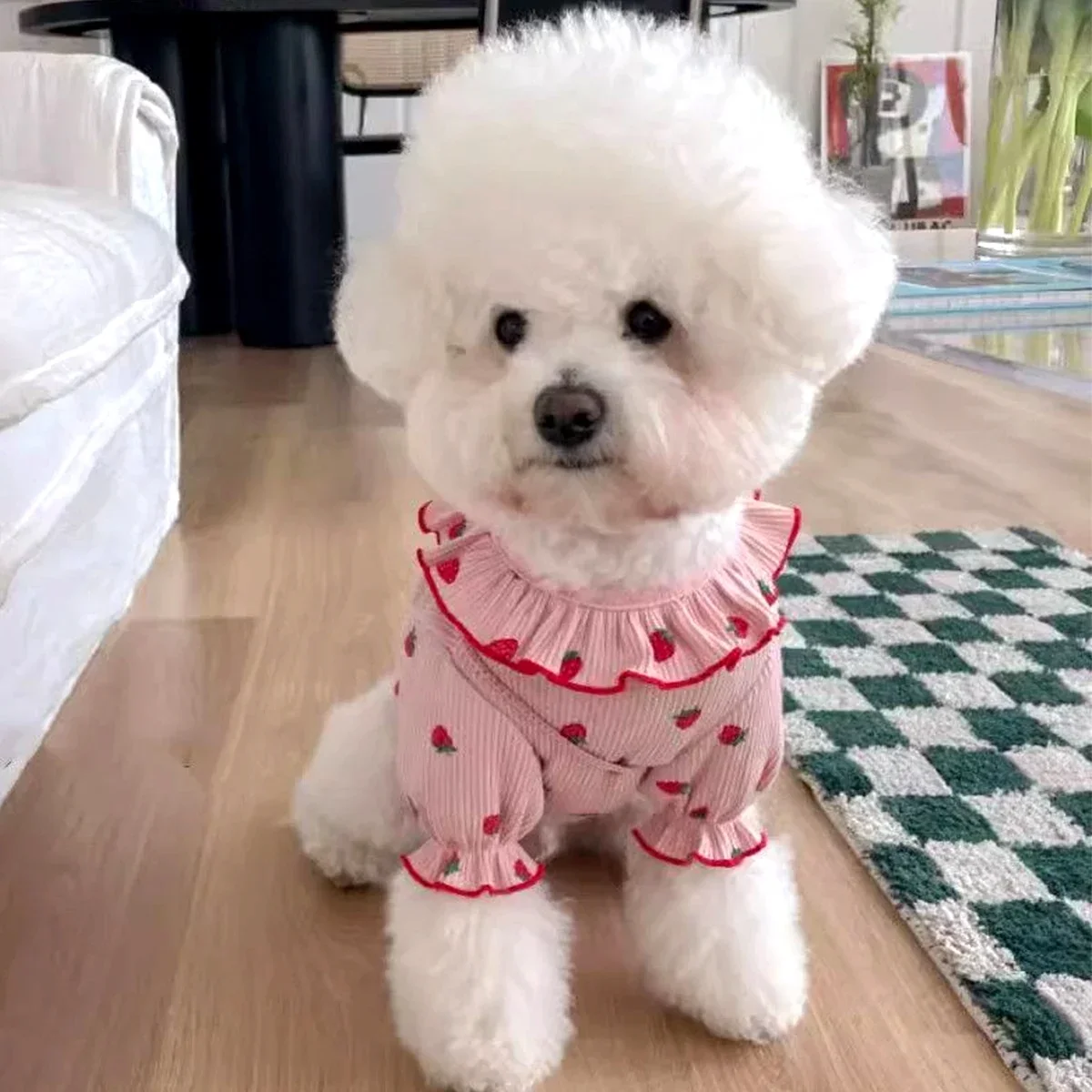 Strawberry Small Dog Clothes Summer Breathable Clothing for Cat Cute Dog Clothing for Small Dog Vest Ruffled Collar Pet Clothes - view 4