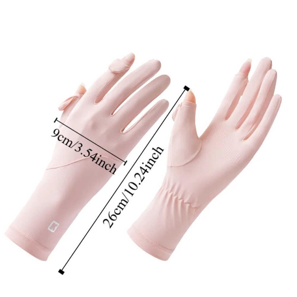 Guanti per protezione solare da donna in seta di ghiaccio Guanti da equitazione per protezione solare antiscivolo anti-UV Guanti da guida estivi traspiranti per touch screen Ragazza