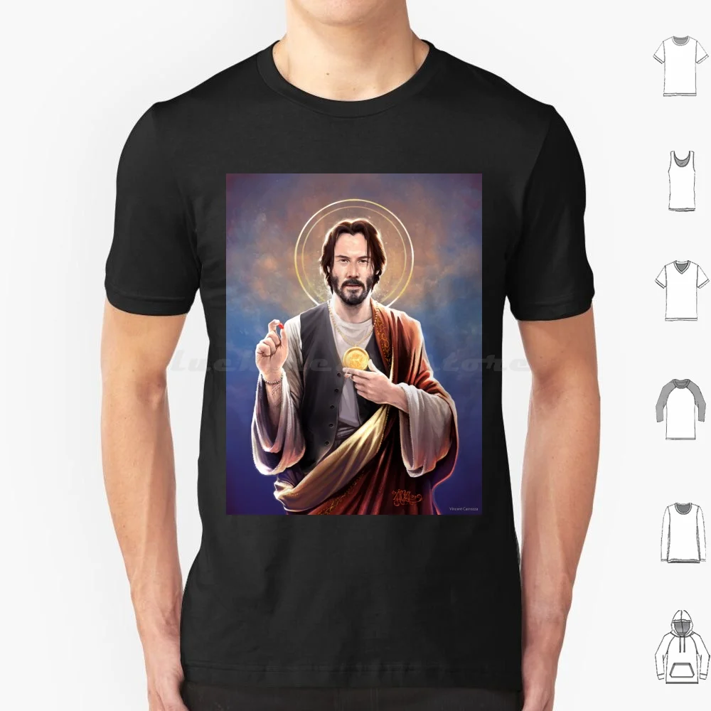 Keanu Reeves , Saint Keanu Of Reeves , Keanu Reeves Original Religious Painting T Shirt 6xl Cotton Cool Tee Keanu Reeves Keanu