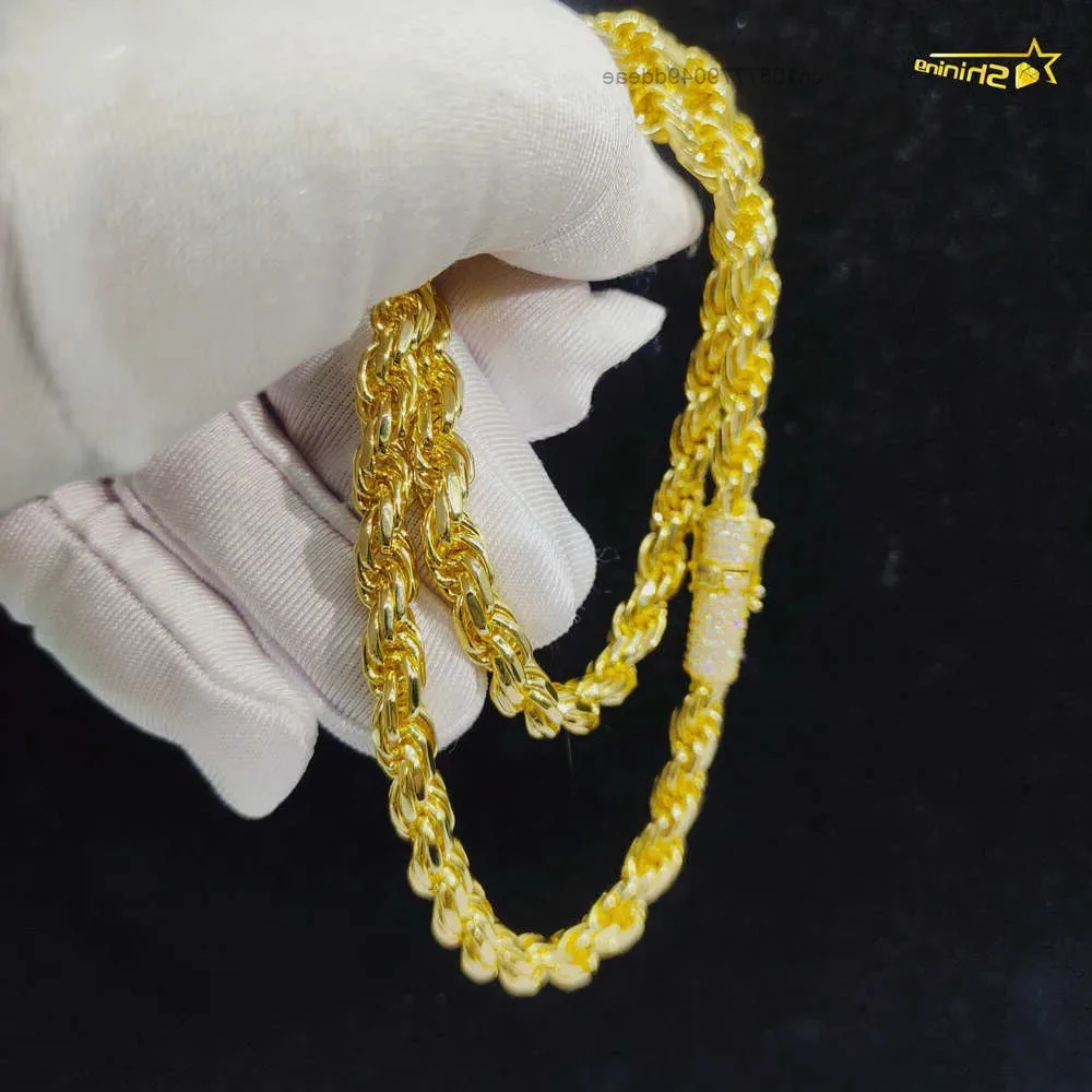 

Ювелирные изделия в стиле хип-хоп Iced Out, модное кубинское звено, ожерелье 6 мм, однотонная серебряная веревочная цепочка с муассанитом для мужчин и женщин