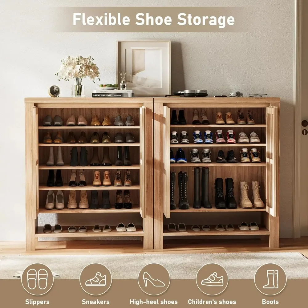 

43 High Shoe Cabinets with Doors, 8-story Entrance Shoe Cabinets with Adjustable Shelves, and Modern Independent Shoe Racks