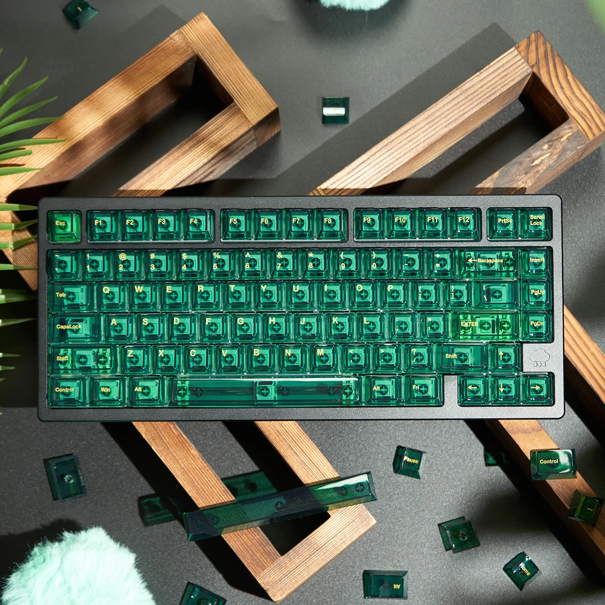 Emerald Green Transparent Keycaps Cherry Profile UV pad print PC Keycap Custom Keyboard Cap For Mechanical Keyboard Accessories