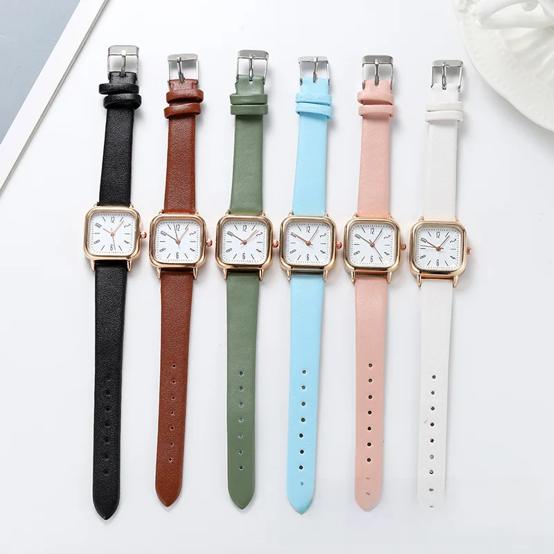 Reloj de cuarzo con cinturón cuadrado para mujer, pulsera con números romanos simples, envío directo