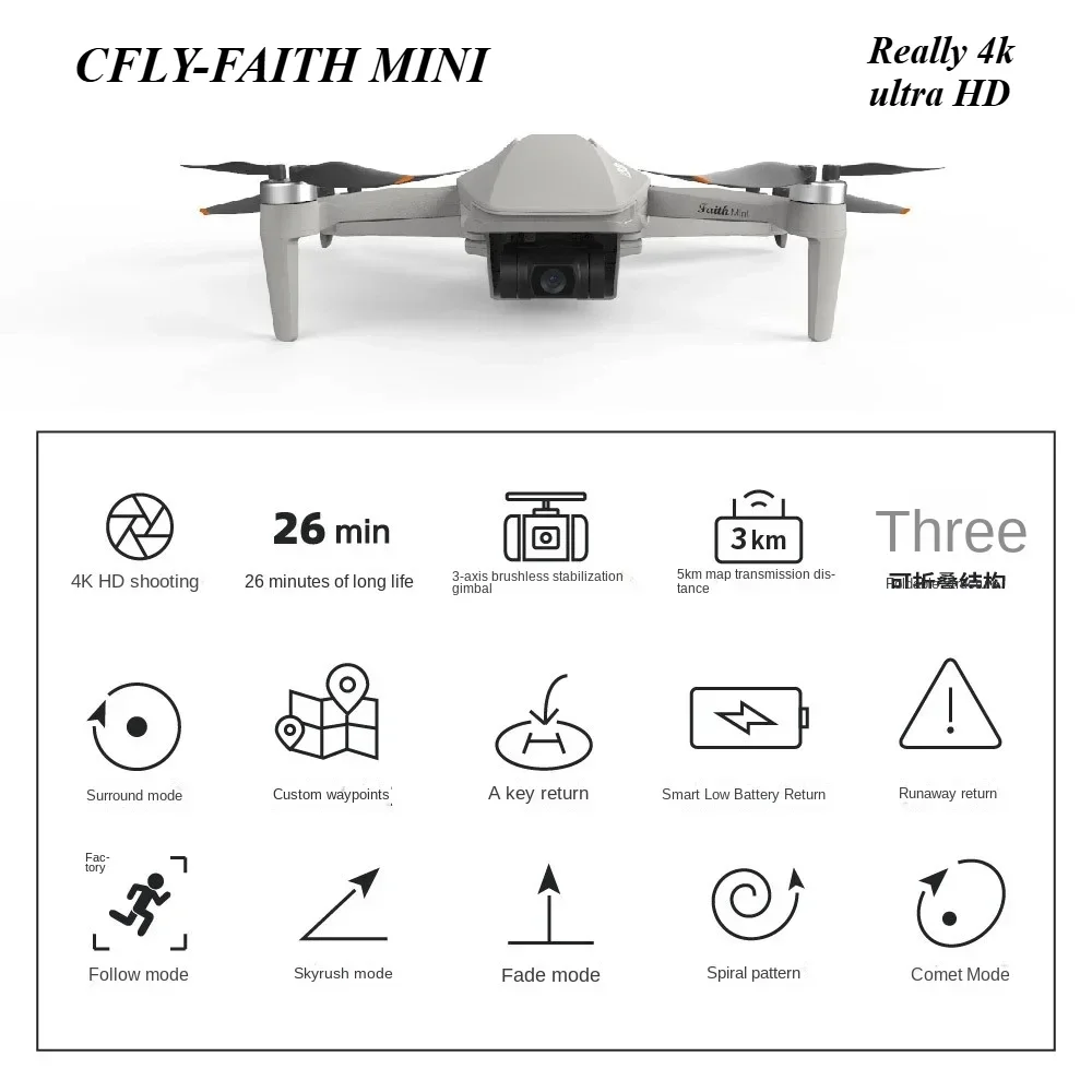 Nowy CFLY-Faith Mini Drone 4K profesjonalna kamera HD drony 3-osiowy gimbal składany bezszczotkowy dron do transmisji wideo zabawka 3KM