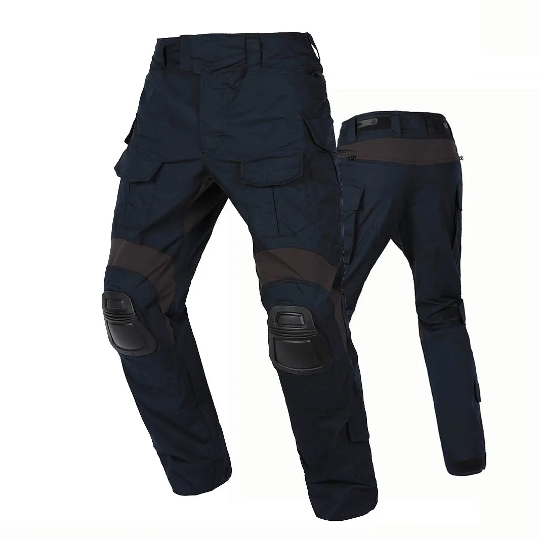 Hunting Tactical Trousers Mens Duty Training Cargo Pants Knee Pads  E3 Combat Pants Hunting Pants Nylon Navy 9462