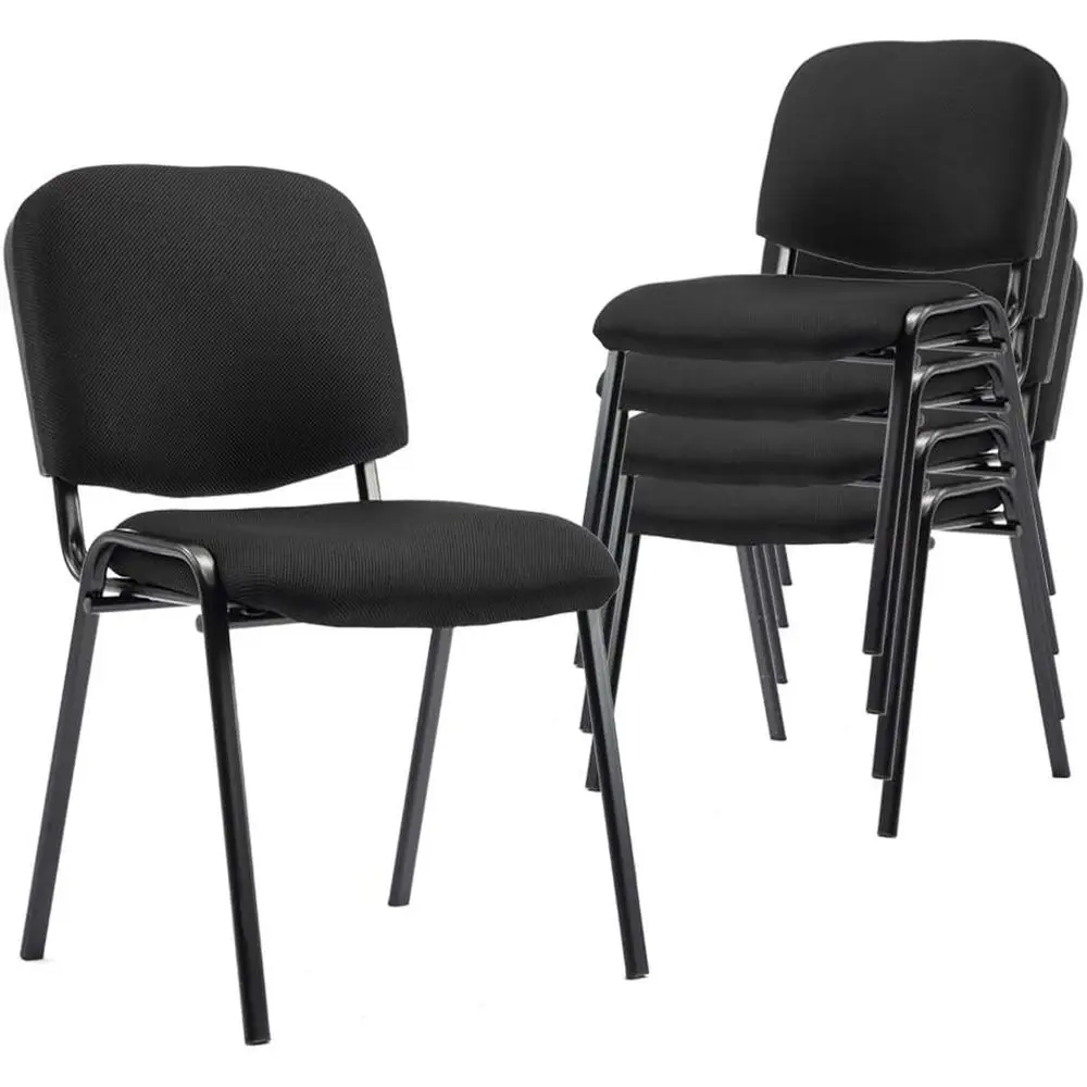 

Set of 5 Black Stackable Chairs with Padded Arms for Waiting Rooms, Conference Rooms, Offices, and More