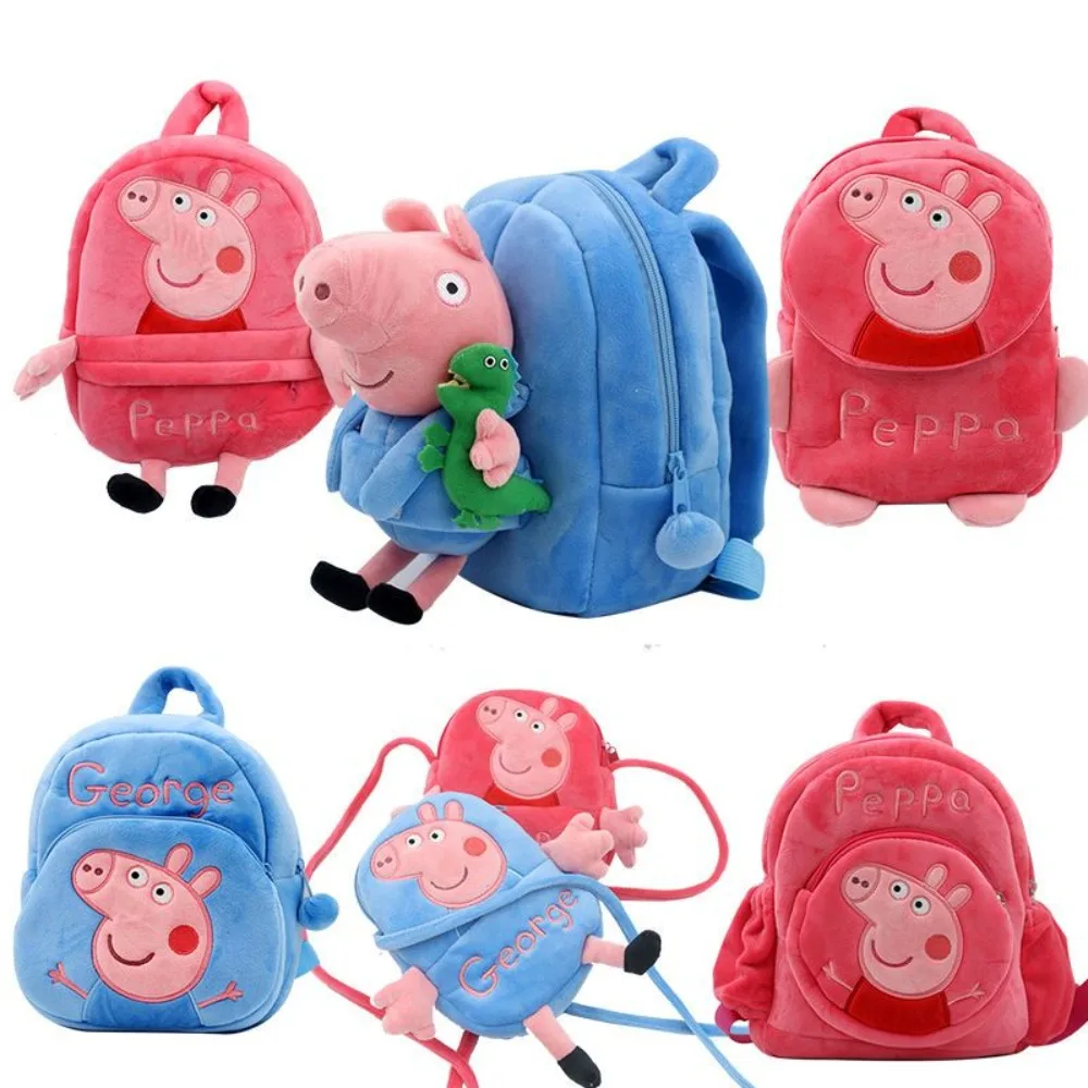 Peppa Pig Series Cartoon Anime Fashion Personality Plush Toy Children Leisure Cute Kindergarten Backpack Holiday Gift