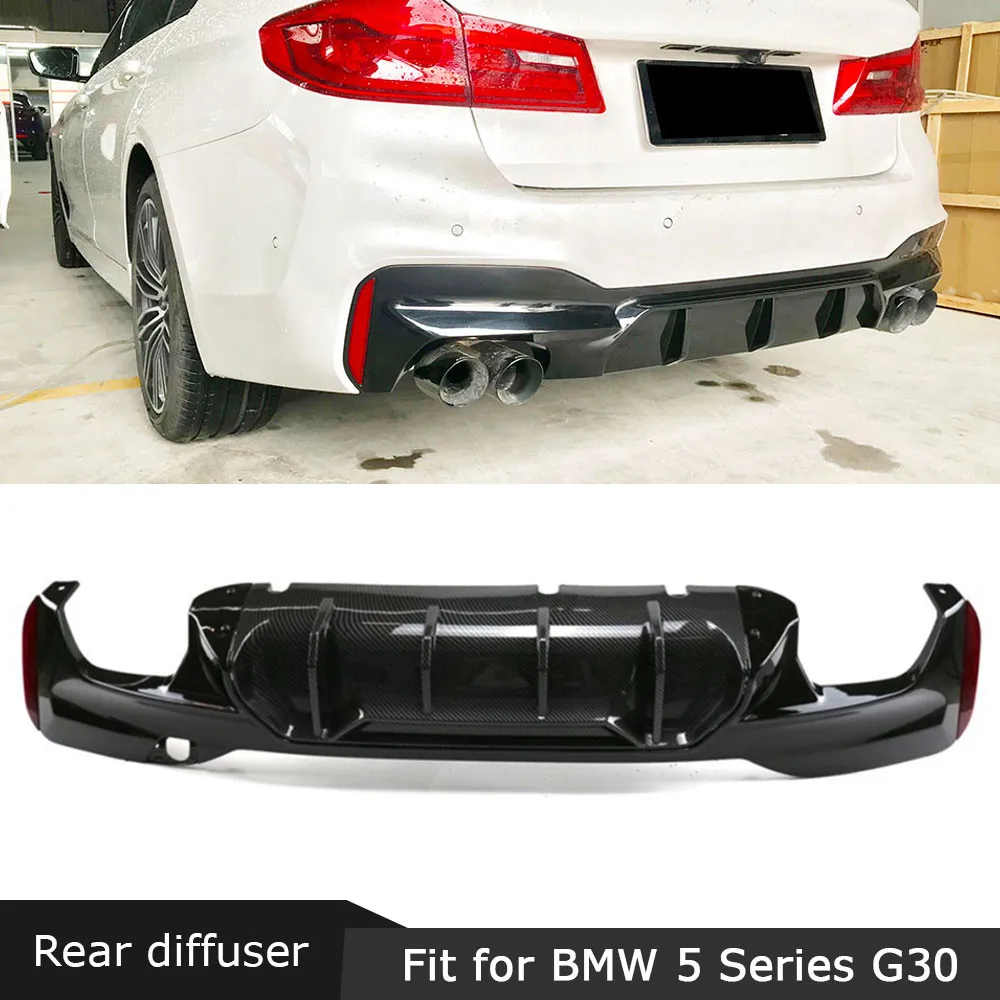 

5 Series Carbon Fiber Rear Bumper Lip Diffuser Spoiler for BMW G30 G38 M TECH Sport 2017-2021+ ABS Gloss Black Car Styling