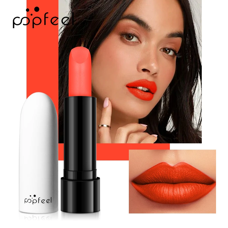 POPFEEL 5 Color Lipstick,  Matte Moisturizing Lipstick, Long-Lasting Dark Red Purple Brown Orange Red