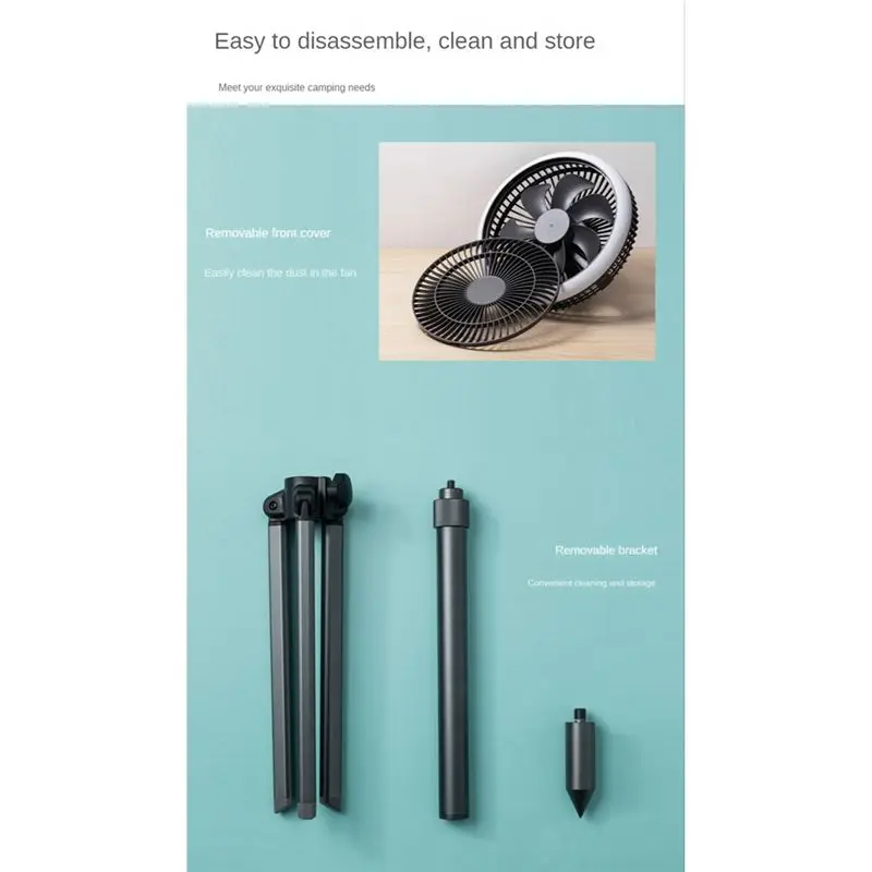 

(ABKM) Многофункциональный кемпинговый вентилятор с USB-зарядкой, настольный вентилятор-трипод с функцией охлаждения воздуха и ночником, потолочный вентилятор для кемпинга на открытом воздухе
