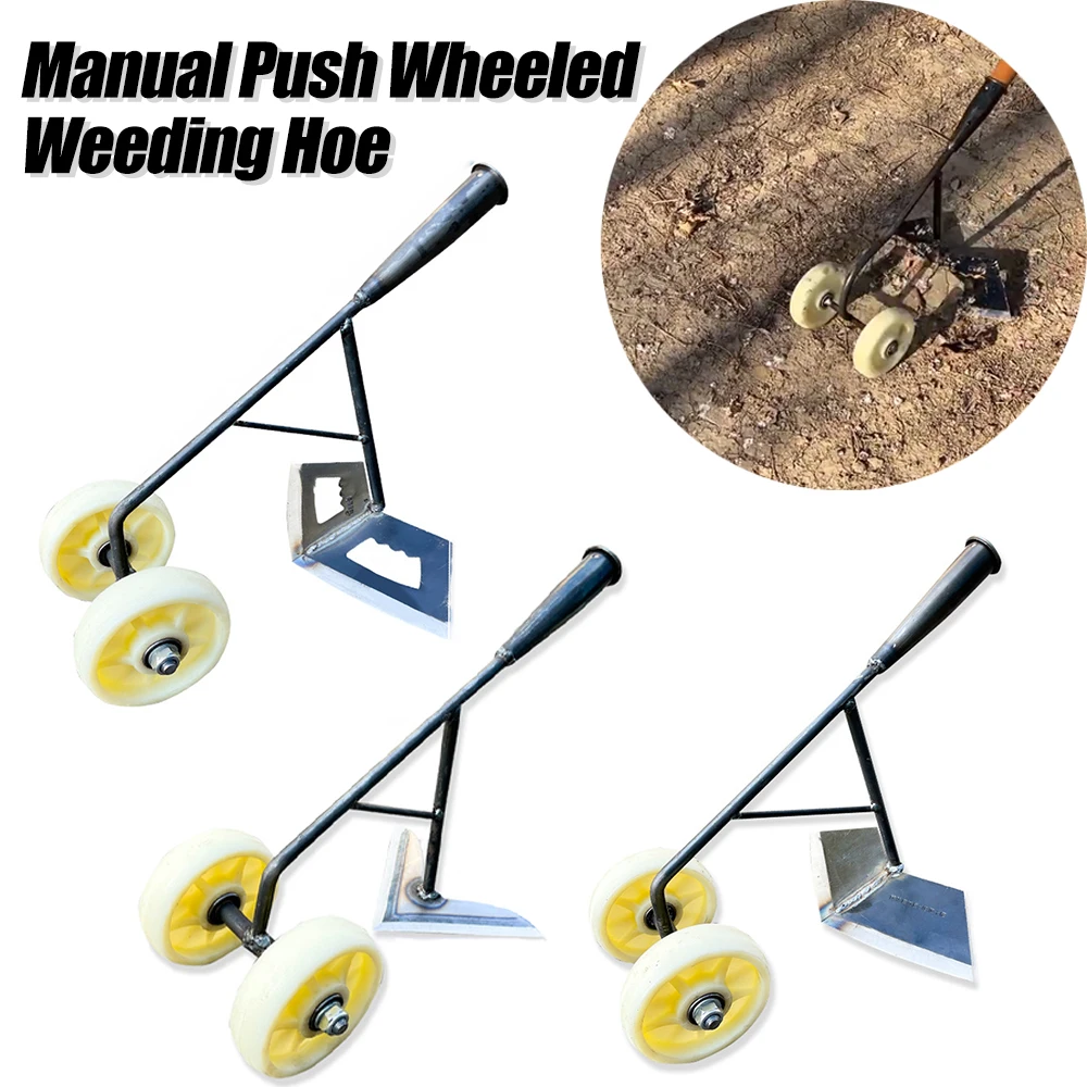 Manual Garden Push Wheel Hoe,Household Hand-Pushed Hoe, Garden Hoes, Tillage Machine,Weeder For Weeding Turning Loosening Soil