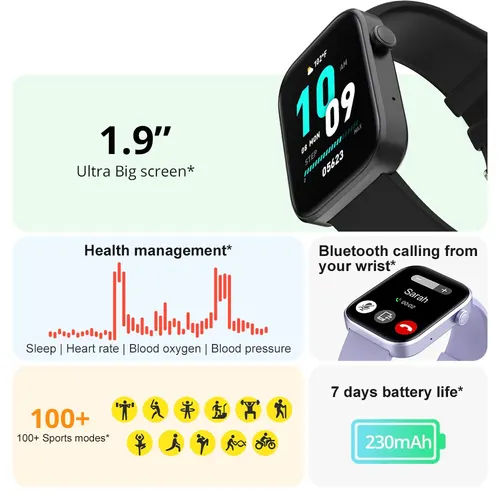 Imagen 2 del producto COLMI-reloj inteligente P71 para hombre y mujer, accesorio de pulsera resistente al agua IP68 con llamadas de voz, control de la salud, notificaciones inteligentes y asistente de voz