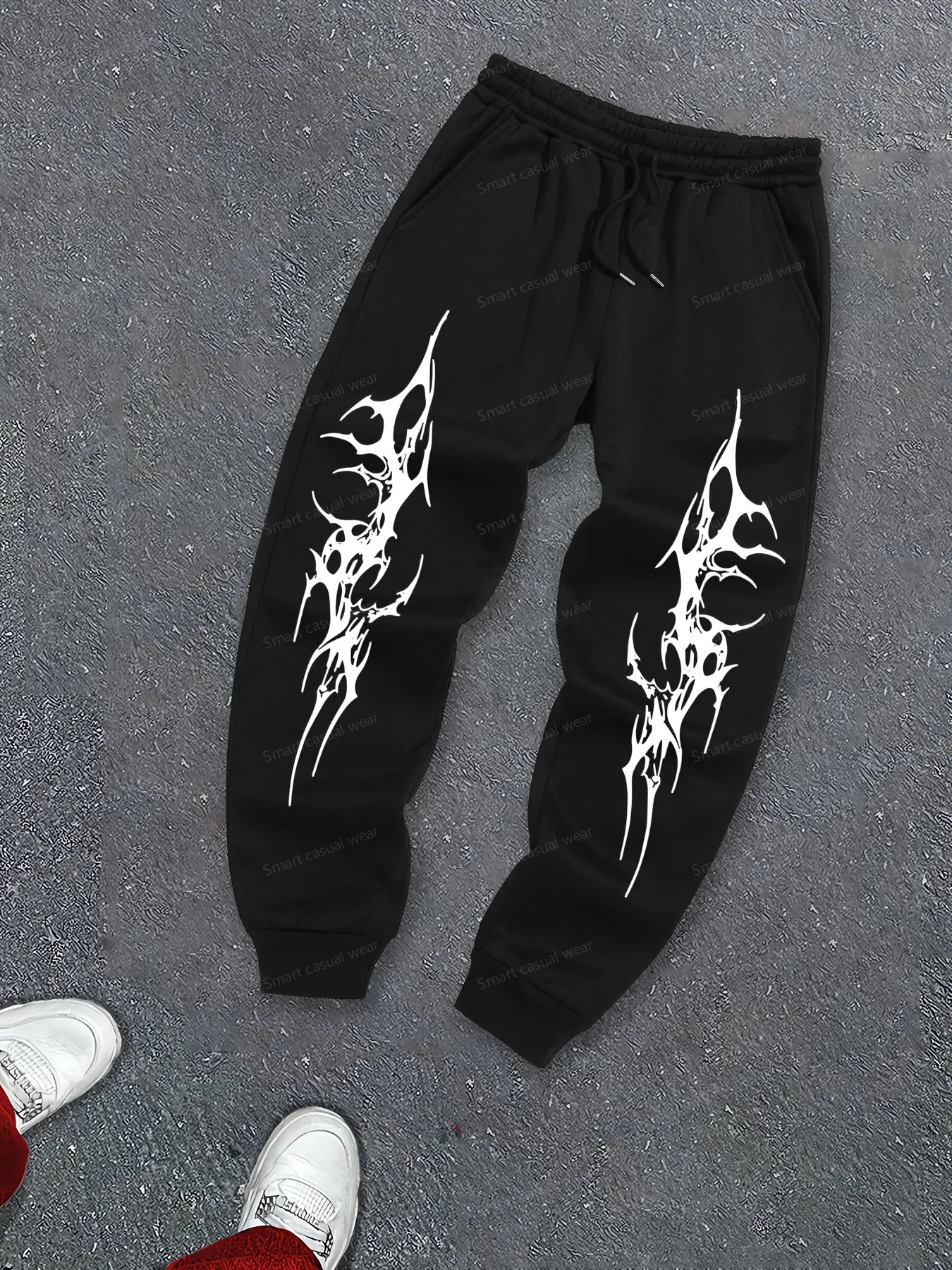 

Тяжелые спортивные штаны с принтом, уличная мода, повседневные брюки, повседневные спортивные штаны со средней посадкой, уличная одежда, спортивные штаны, мужские брюки