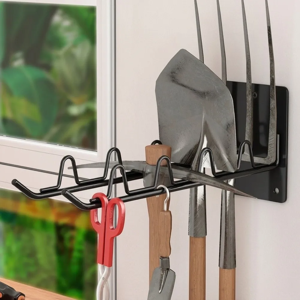 2/4pcs Garden Tool Rack Iron Wall Mount Organizer For Garden Shovels Rakes Brooms Storage Easy Installation