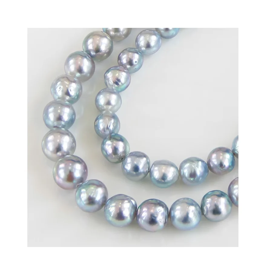 HUGE AAA 10-12mm south sea silver gray baroque pearl necklace New