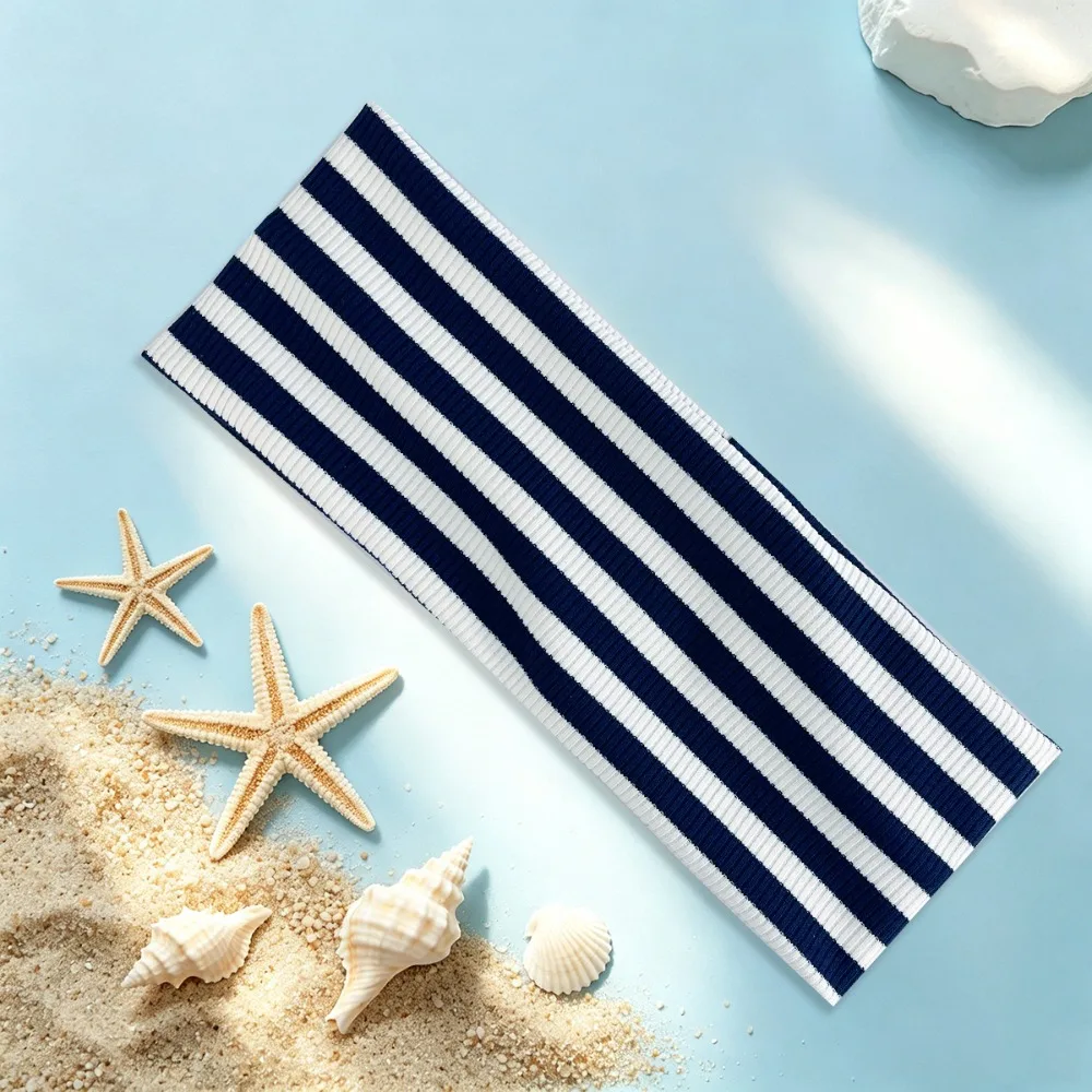 Boho Style Striped Elastic Hair Band Sweat-absorbing Soft Wide Hairband Non-slip Hair Accessories Sports Headband