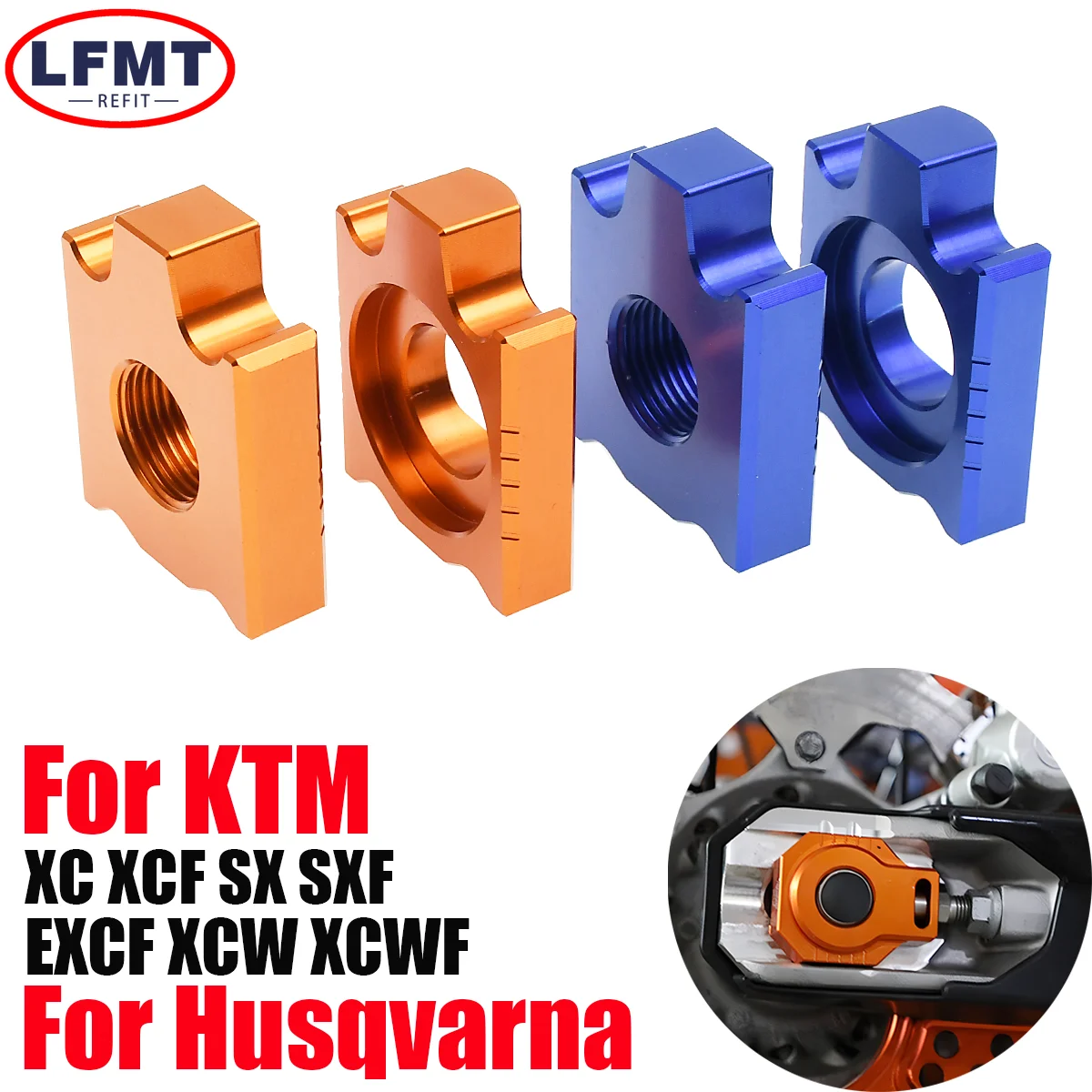 

Motorcycle Accessory 20mm CNC Rear Chain Adjuster Axle Blocks For KTM 125-530 SX SXF XC XCF XCW XCWF EXC EXCF HUSQVARNA TC FC TE