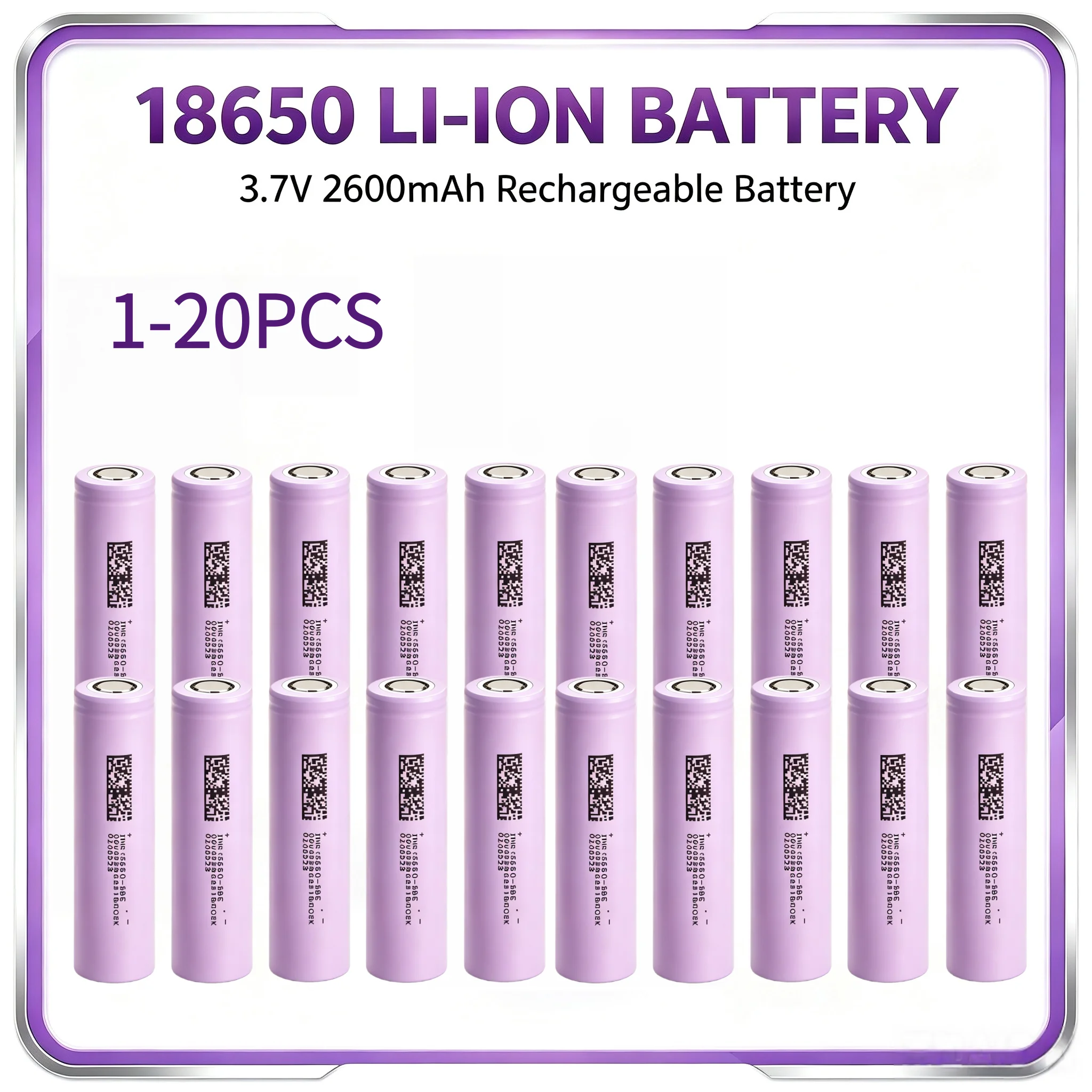 3,7 V 2600 mAh 18650 wiederaufladbare Hochstrombatterien 1-50 Stück Ersatzzellen für Powerbanks, Elektrowerkzeuge, Taschenlampen