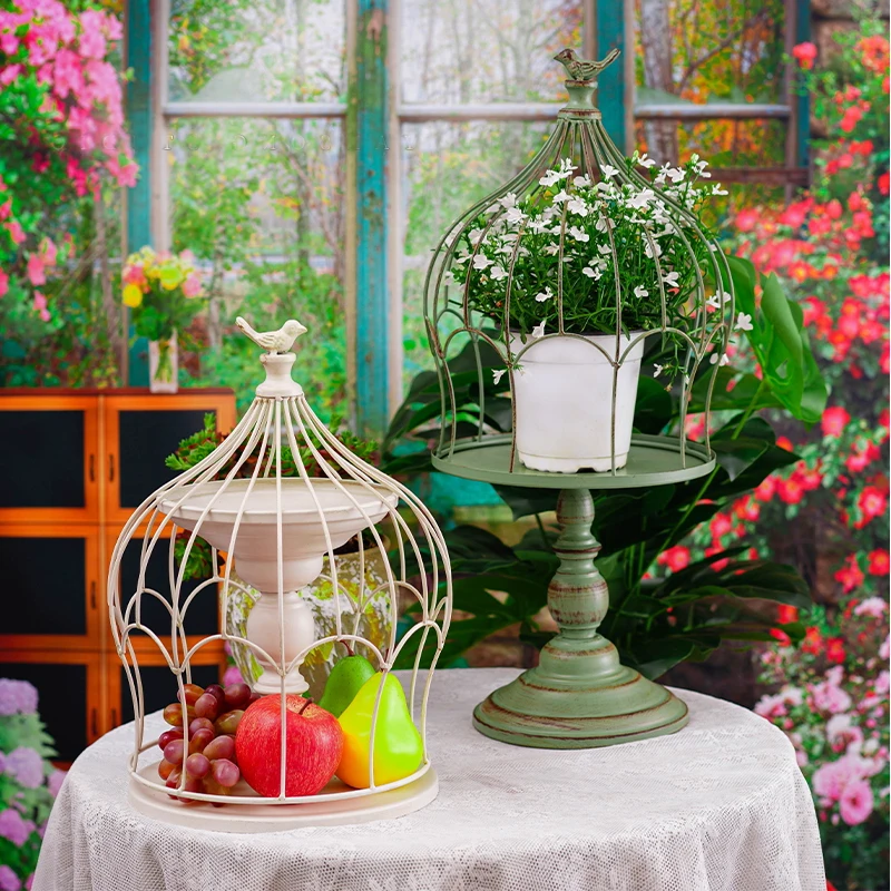 Iron birdcage tabletop flower stand, three-dimensional bonsai storage rack, succulent display window, courtyard decoration,