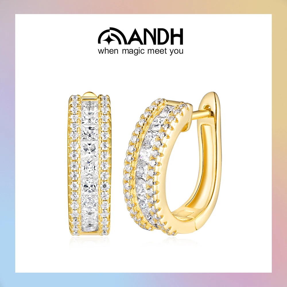 

APIR 2*2MM Princess Cut Moissanite Diamonds Hoop Earrings for Women 925 Sterling Silver Sparkling Ear Clip Wedding Fine Jewelry